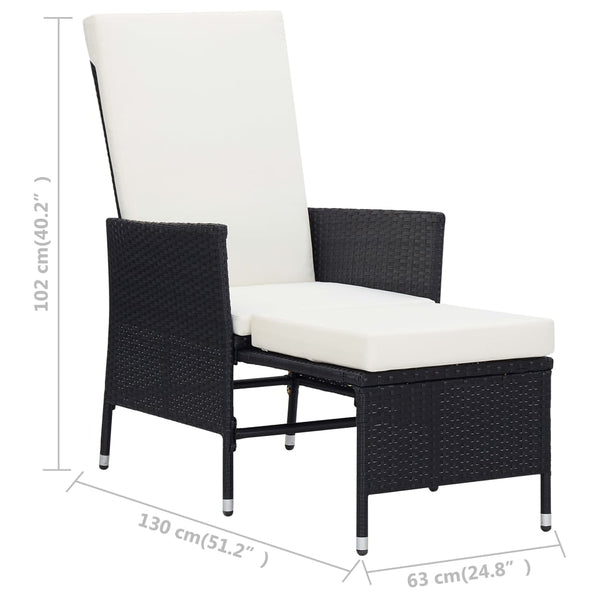 vidaXL 3-Piece Garden Lounge Set with Cushions Poly Rattan Black