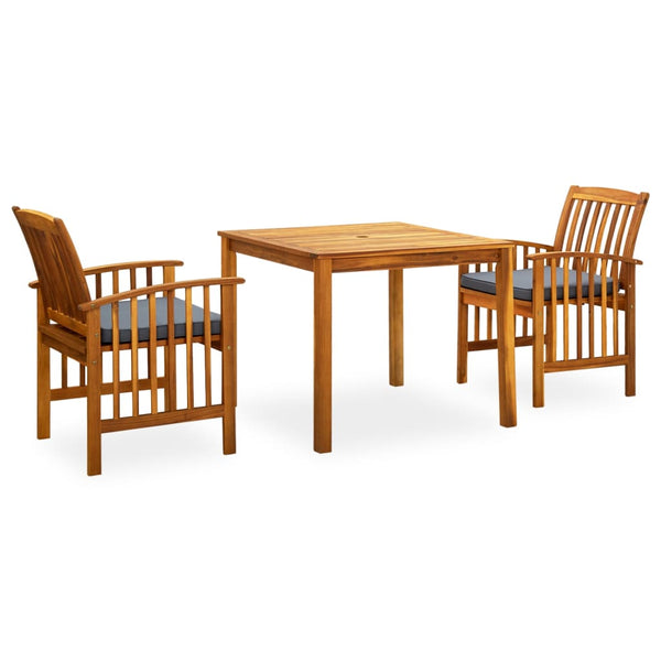 vidaXL 3-Piece Garden Dining Set with Cushions Solid Acacia Wood