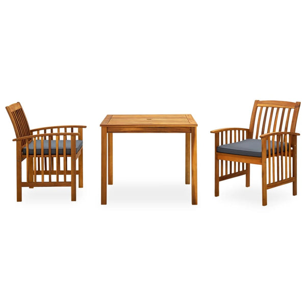 vidaXL 3-Piece Garden Dining Set with Cushions Solid Acacia Wood