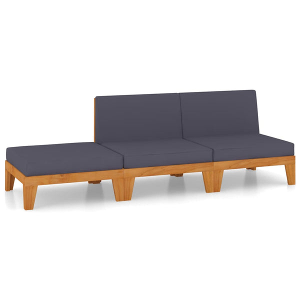 vidaXL 3-Piece Garden Lounge Set with Cushions Solid Acacia Wood