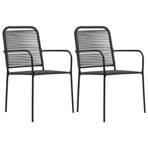 vidaXL 3-Piece Garden Dining Set Cotton Rope and Steel Black