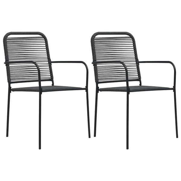 vidaXL 3-Piece Garden Dining Set Cotton Rope and Steel Black