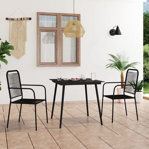 vidaXL 3-Piece Garden Dining Set Cotton Rope and Steel Black