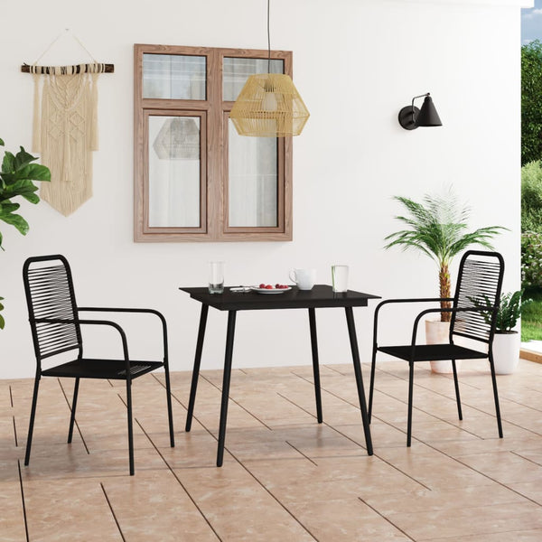 vidaXL 3-Piece Garden Dining Set Cotton Rope and Steel Black