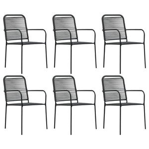 vidaXL 7-Piece Outdoor Dining Set Cotton Rope and Steel Black