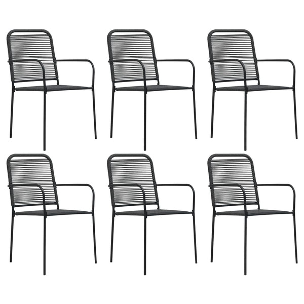 vidaXL 7-Piece Outdoor Dining Set Cotton Rope and Steel Black