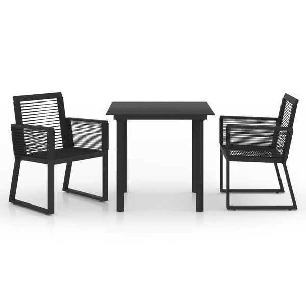 vidaXL 3-Piece Garden Dining Set PVC Rattan Black