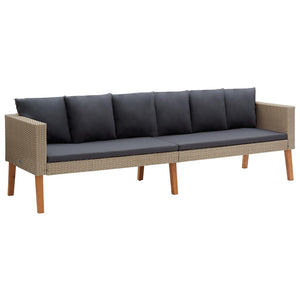 vidaXL 4-Piece Garden Lounge Set with Cushions Poly Rattan Beige