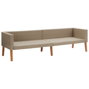 vidaXL 4-Piece Garden Lounge Set with Cushions Poly Rattan Beige