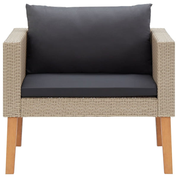vidaXL 4-Piece Garden Lounge Set with Cushions Poly Rattan Beige