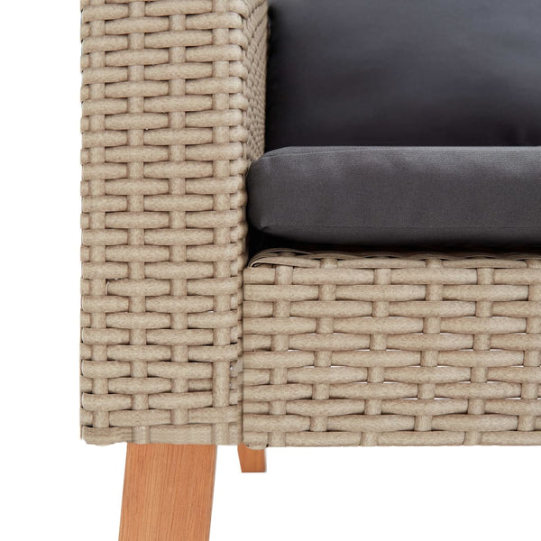 vidaXL 4-Piece Garden Lounge Set with Cushions Poly Rattan Beige