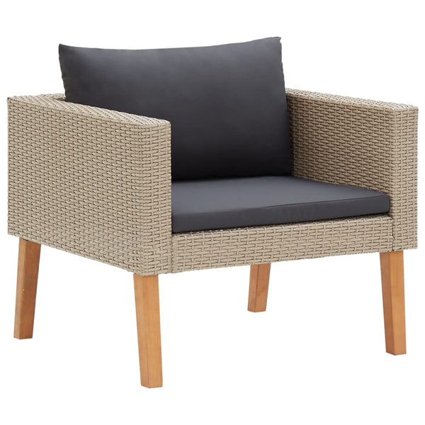vidaXL 4-Piece Garden Lounge Set with Cushions Poly Rattan Beige