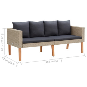 vidaXL 4-Piece Garden Lounge Set with Cushions Poly Rattan Beige