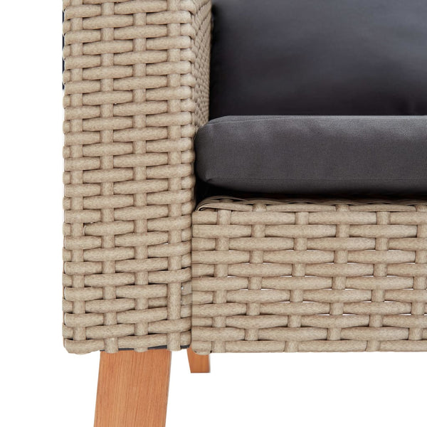 vidaXL 4-Piece Garden Lounge Set with Cushions Poly Rattan Beige