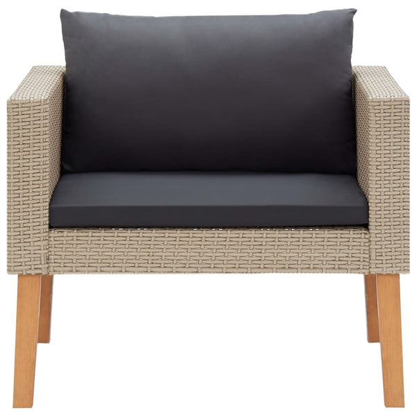 vidaXL 4-Piece Garden Lounge Set with Cushions Poly Rattan Beige