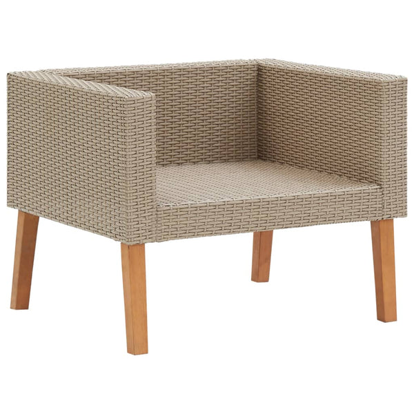 vidaXL 4-Piece Garden Lounge Set with Cushions Poly Rattan Beige