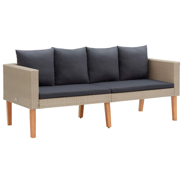 vidaXL 4-Piece Garden Lounge Set with Cushions Poly Rattan Beige