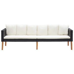 vidaXL 4-piece Garden Lounge Set with Cushions Poly Rattan Black