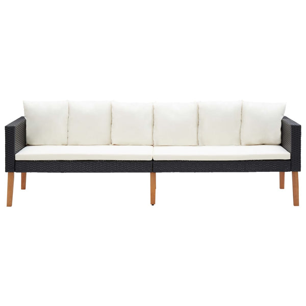 vidaXL 4-piece Garden Lounge Set with Cushions Poly Rattan Black