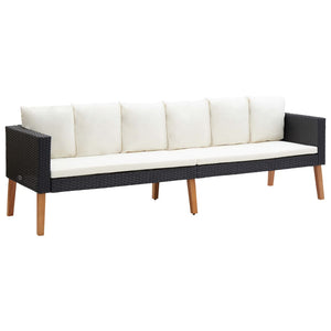vidaXL 4-piece Garden Lounge Set with Cushions Poly Rattan Black