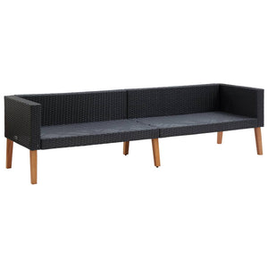 vidaXL 4-piece Garden Lounge Set with Cushions Poly Rattan Black