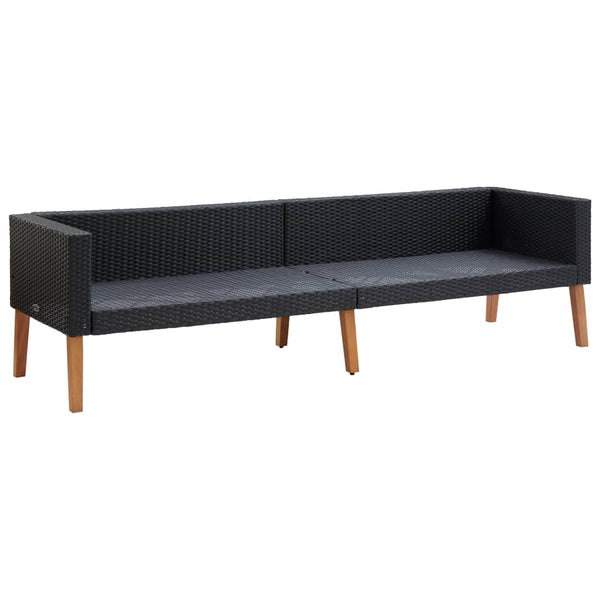 vidaXL 4-piece Garden Lounge Set with Cushions Poly Rattan Black