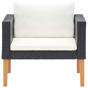 vidaXL 4-piece Garden Lounge Set with Cushions Poly Rattan Black