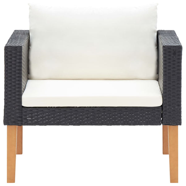 vidaXL 4-piece Garden Lounge Set with Cushions Poly Rattan Black