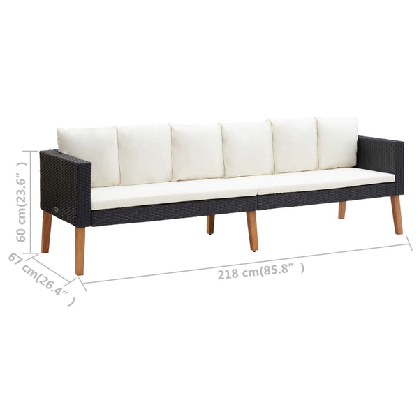 vidaXL 4-piece Garden Lounge Set with Cushions Poly Rattan Black