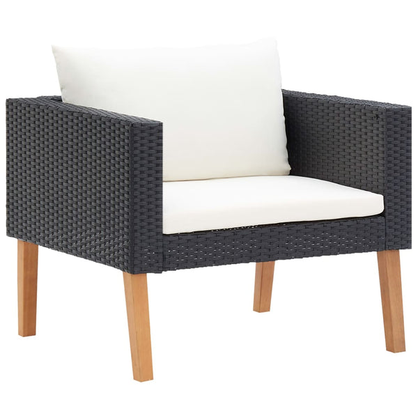 vidaXL 4-piece Garden Lounge Set with Cushions Poly Rattan Black