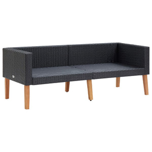 vidaXL 4-piece Garden Lounge Set with Cushions Poly Rattan Black