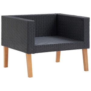 vidaXL 4-piece Garden Lounge Set with Cushions Poly Rattan Black