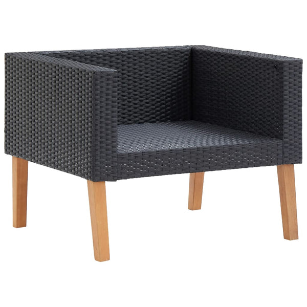 vidaXL 4-piece Garden Lounge Set with Cushions Poly Rattan Black