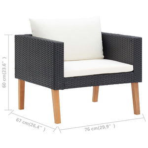 vidaXL 4-piece Garden Lounge Set with Cushions Poly Rattan Black