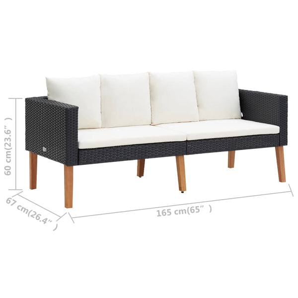 vidaXL 4-piece Garden Lounge Set with Cushions Poly Rattan Black