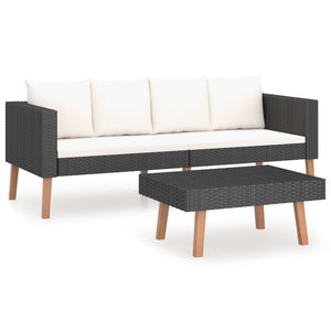 vidaXL 2-Piece Garden Lounge Set with Cushions Poly Rattan Black