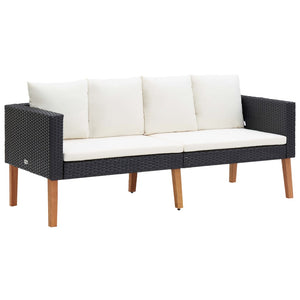 vidaXL 2-Piece Garden Lounge Set with Cushions Poly Rattan Black
