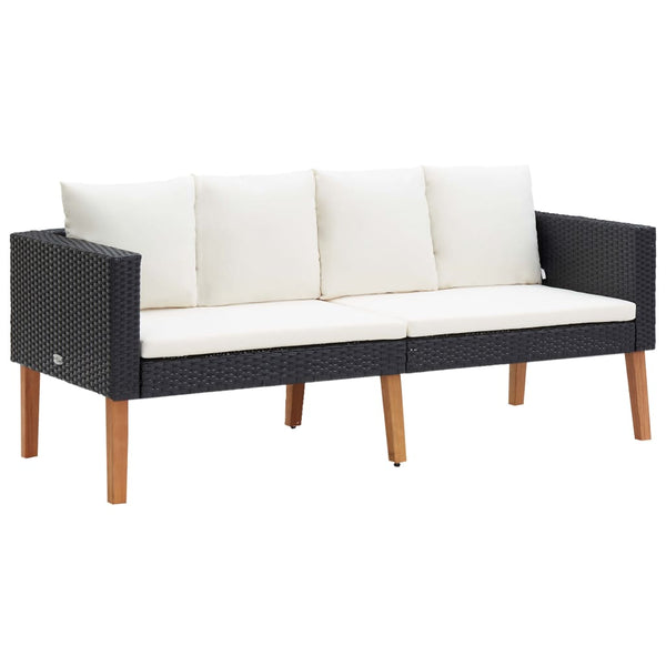 vidaXL 2-Piece Garden Lounge Set with Cushions Poly Rattan Black