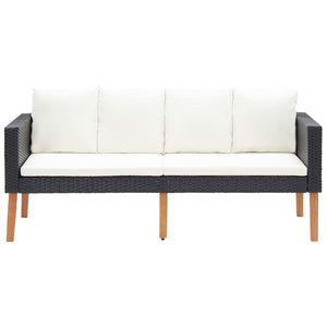 vidaXL 2-Piece Garden Lounge Set with Cushions Poly Rattan Black