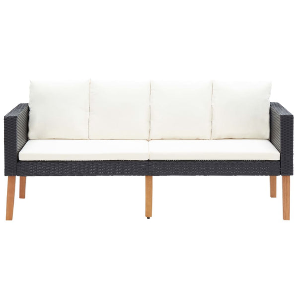 vidaXL 2-Piece Garden Lounge Set with Cushions Poly Rattan Black