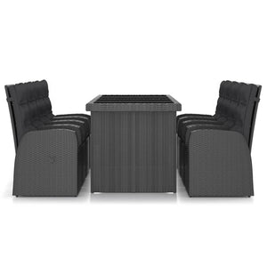 vidaXL 9-piece Garden Dining Set with Cushions Poly Rattan Black