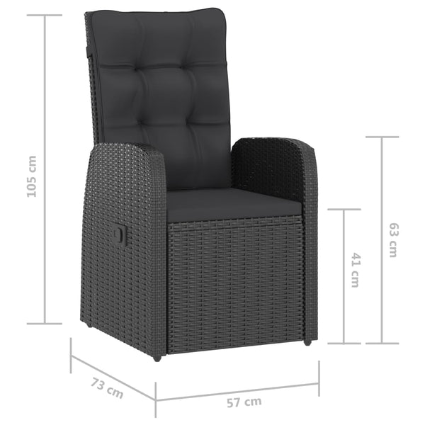 vidaXL 9-piece Garden Dining Set with Cushions Poly Rattan Black