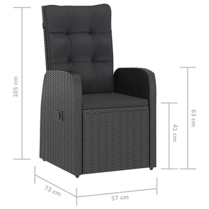 vidaXL 7-Piece Garden Dining Set with Cushions Poly Rattan Black