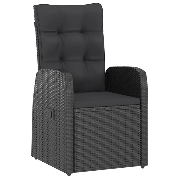 vidaXL 11-Piece Garden Dining Set with Cushions Poly Rattan Black