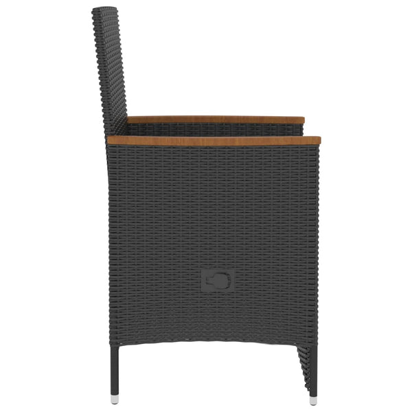 vidaXL 5-Piece Garden Dining Set with Cushions Poly Rattan Black