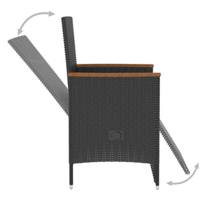 vidaXL 5-Piece Garden Dining Set with Cushions Poly Rattan Black