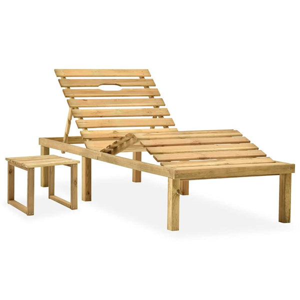 vidaXL Garden Sun Lounger with Table Impregnated Pinewood