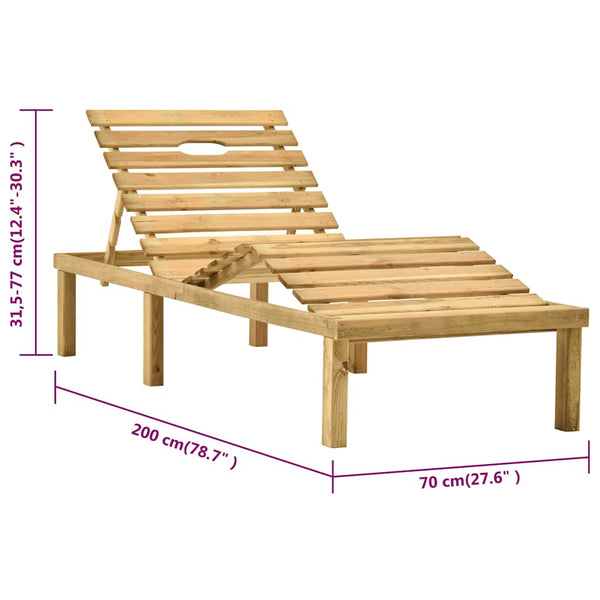 vidaXL Garden Sun Lounger with Table Impregnated Pinewood