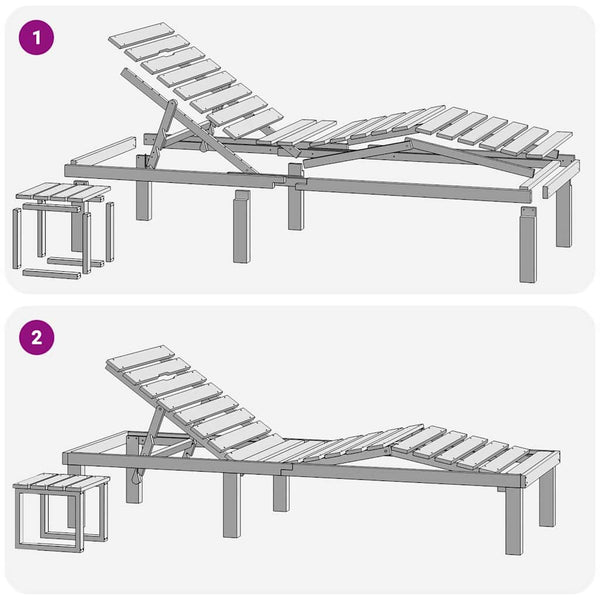 vidaXL Garden Sun Lounger with Table Impregnated Pinewood