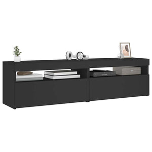 vidaXL TV Cabinets 2 pcs with LED Lights Black 75x35x40 cm
